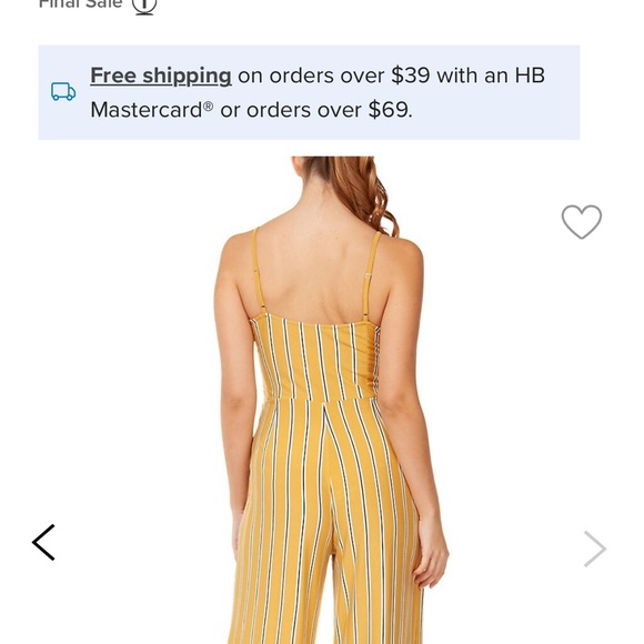 Dex Yellow striped wide-legged jumpsuit Size S - Picture 2 of 8